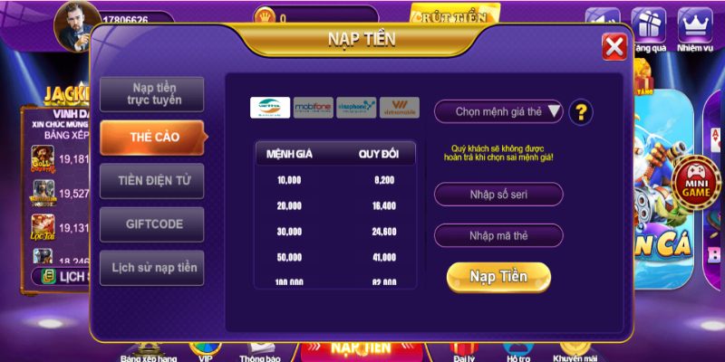 Nhập số seri và mã thẻ